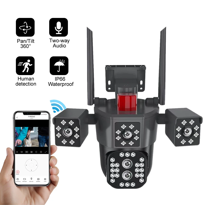 Yoosee Factory Price Wireless 360 IP Camera with 3 Lens 3 View Network WIFI Security Outdoor PTZ Night Vision Function
