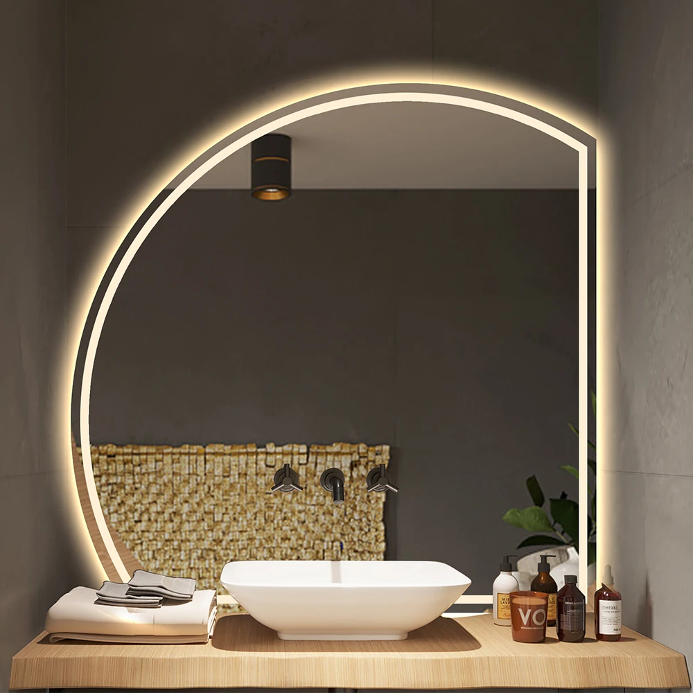 Modern Semicircle Led Vanity Mirror Wall Mounted Dressing Table Makeup