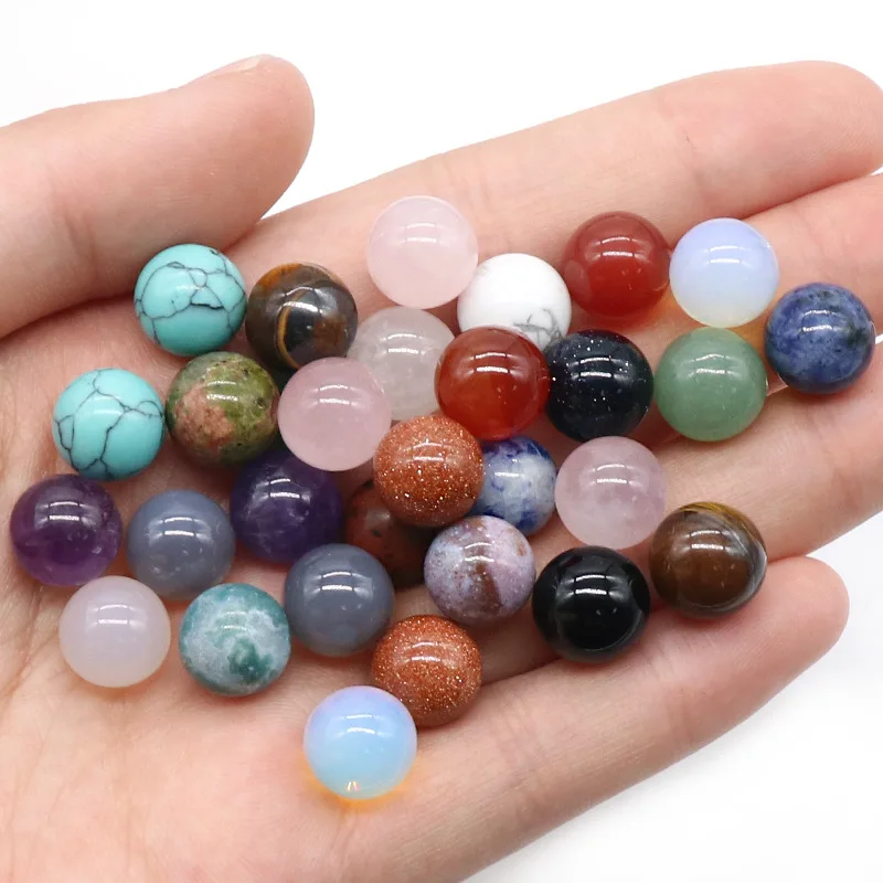 10mm Natural Stone Round Assorted Colors Loose Beads No Hole Handmade DIY for Jewelry Making