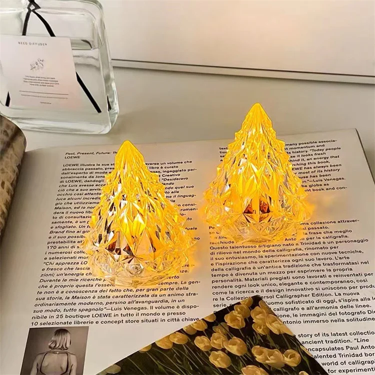 Glass Christmas Tree Tabletop Christmas Tree Lights for Table Top Desk Classic Series Christmas Decoration