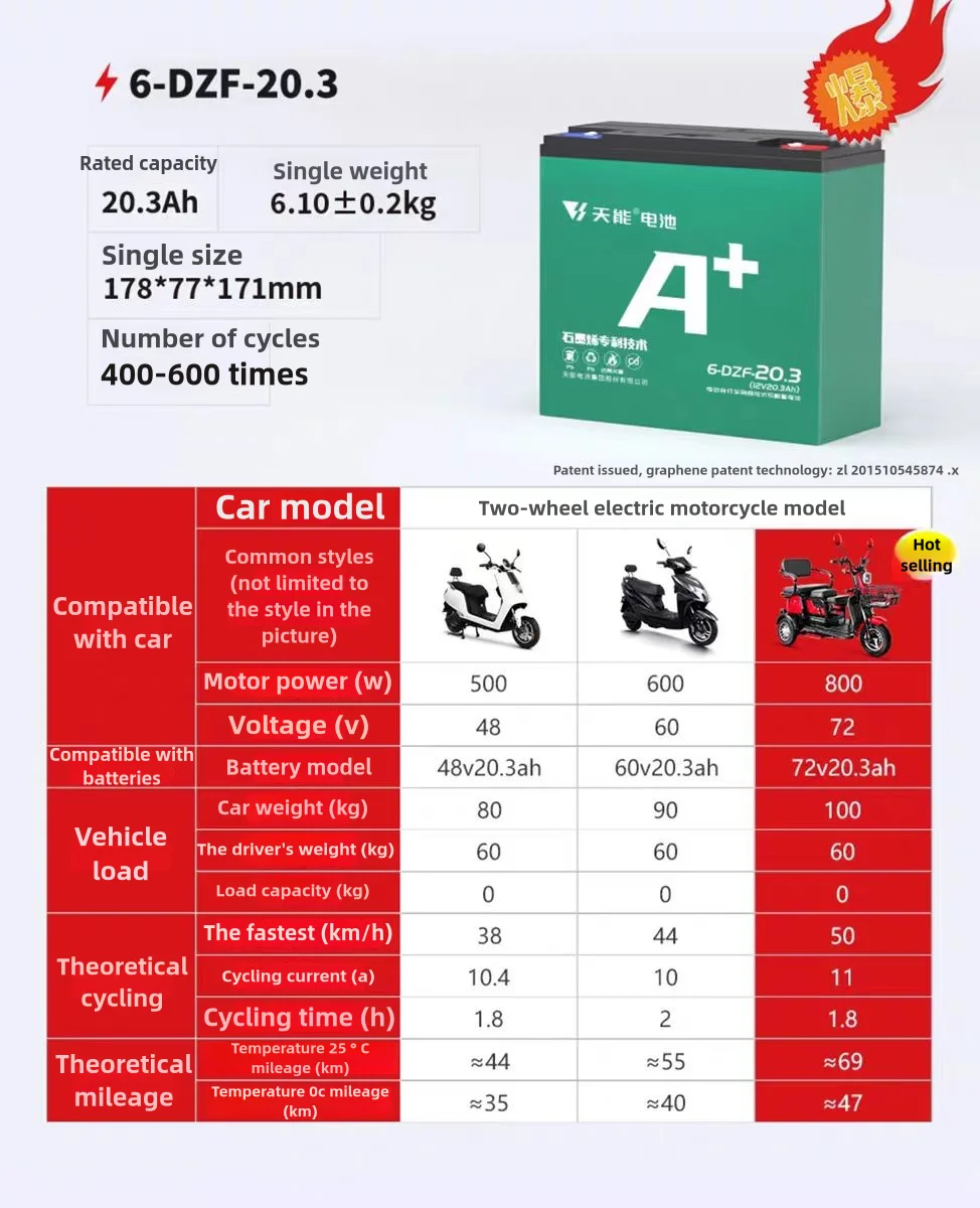 Wholesale Tianneng 6-DZF-20.3 Electric Bicycle Battery
