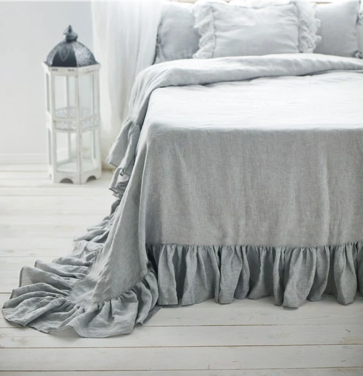 French Linen Bedding Sets Solid Colors Bed Sheet Set