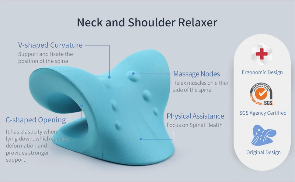 l0093 neck shoulder relaxer pain ease cervical traction device neck massager pillow cushion neck stretcher muscle relax-11