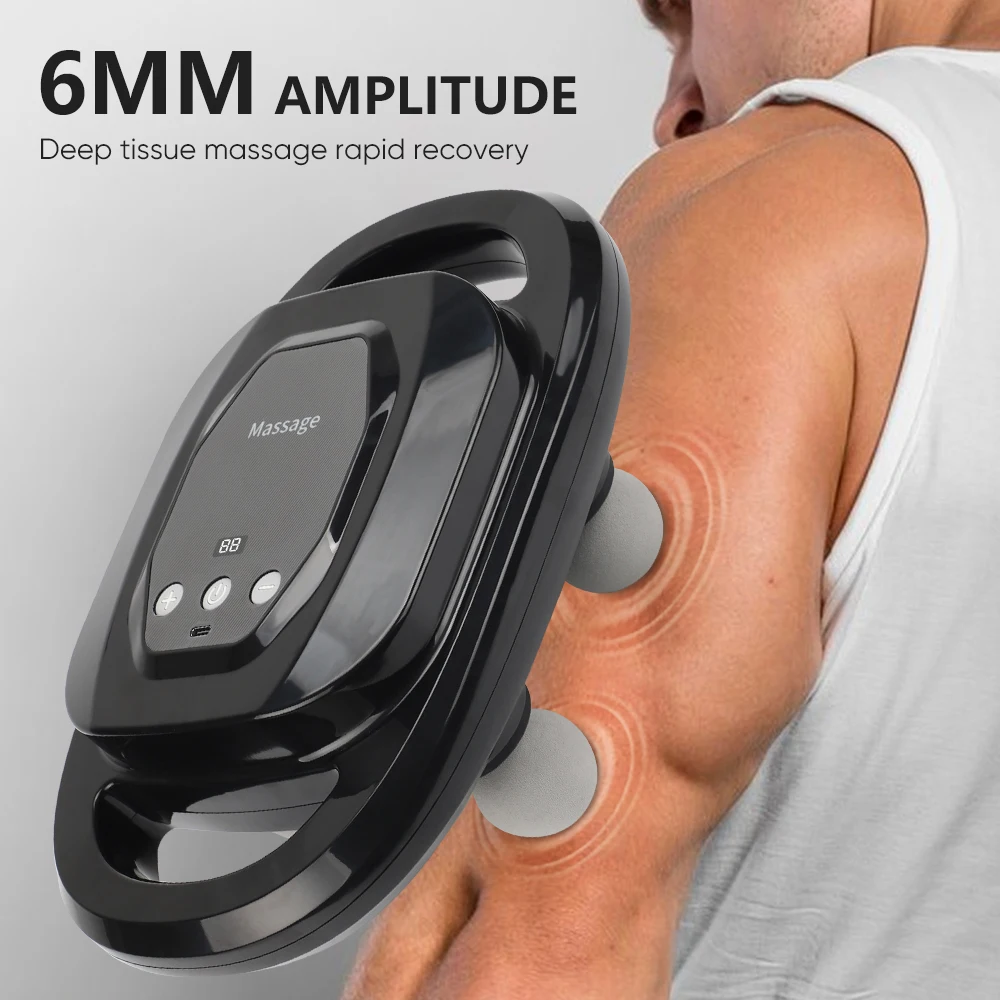 20 Speeds Level Deep Tissue Massage Muscle Fascial Gun Booster 6 Massage Heads Leg Back Body Electric Muscle Relax Massage Gun