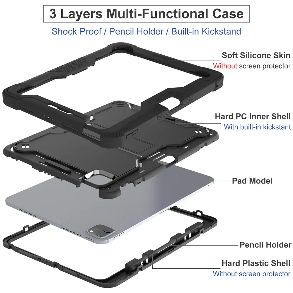 Laudtec Pbk264 Shockproof Tablet Case Reinforced Flat Shell Pen Slot Folding Holder Simple Business Cover For ipad Pro 11 2024 manufacture