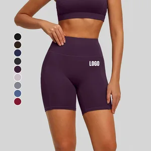 Wholesale High Quality High Waist Yoga Shorts Soft Compression Quick Drying Breathable Solid Color Sports Shorts for Women