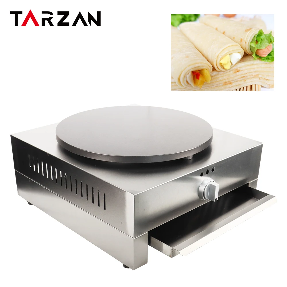 Gas crepe maker professional non stick single-head crepe making machine with wooden spreader factory