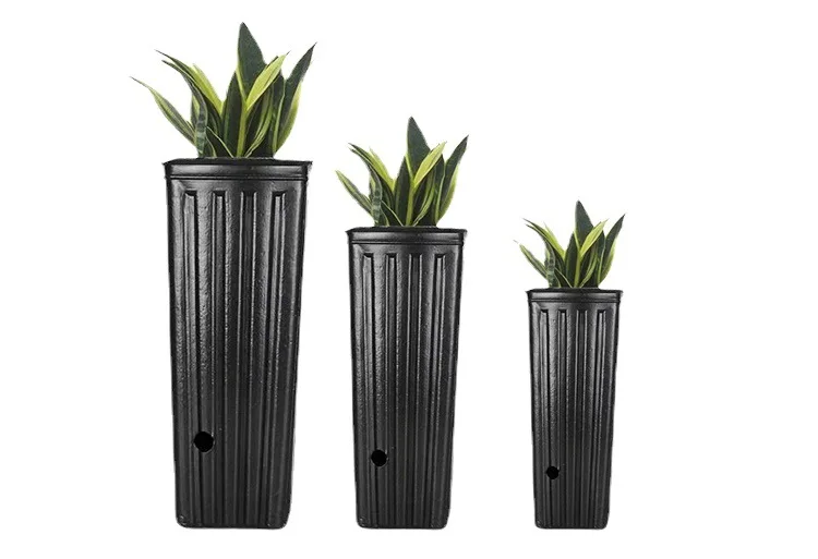 Высокий черный пластиковый горшок для рассады всех размеров, детские пакеты для деревьев с дренажными отверстиями