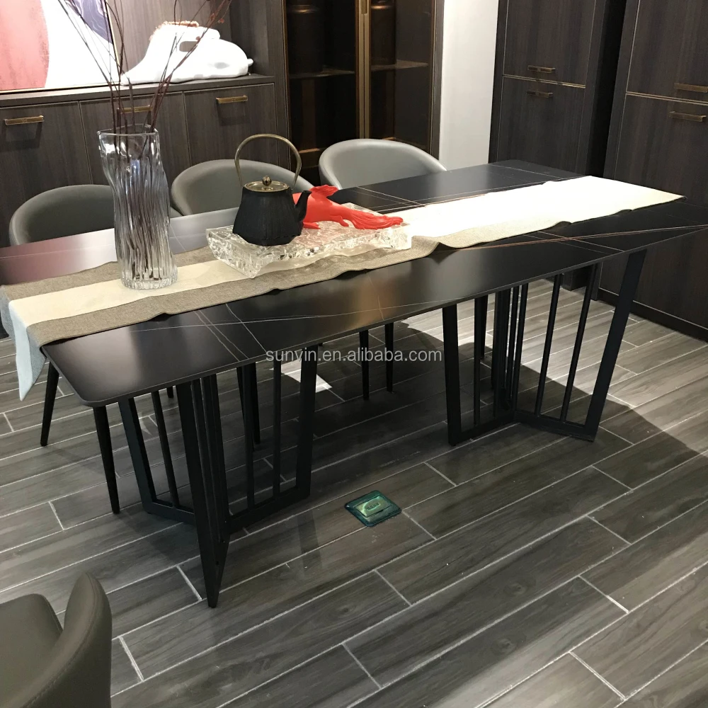 Luxury Style Marble Design Modern Adjustable Dining Room Furniture Ceramics Dining Table Porcelain Dining Table