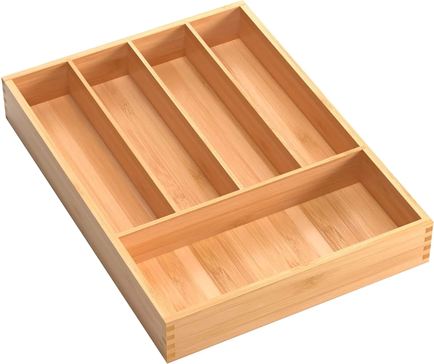 Bamboo Cutlery Tray Kitchen Utensil Silverware Flatware Drawer Organizer Dividers with 5 Compartment