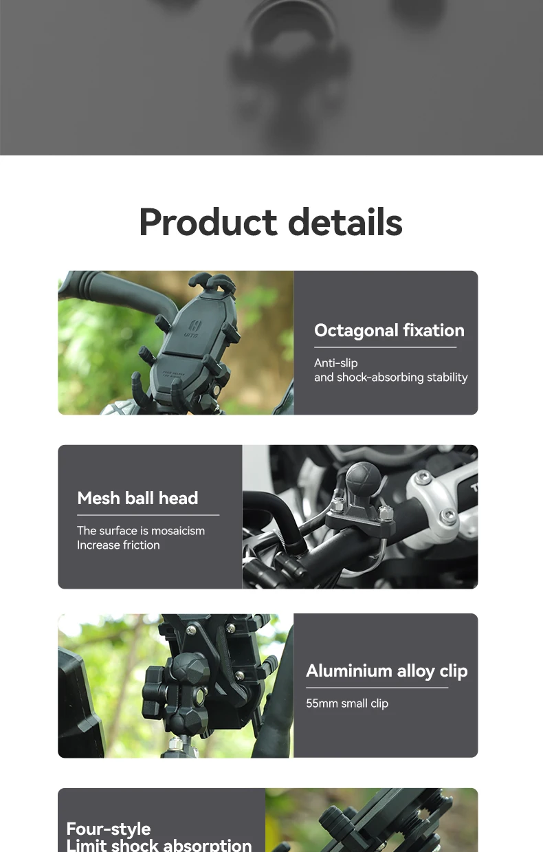 product sumu universal aluminum alloy phone mount holder shock absorbing anti theft screw stability dual port fast charging bicycle-7