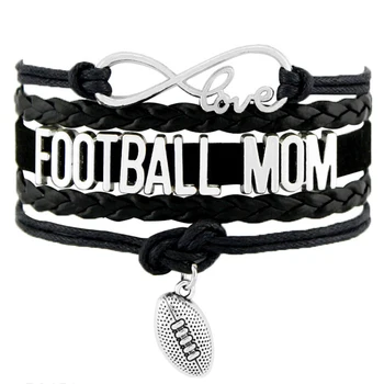 Manufacturer Infinity Love Rugby Football Mom Nana Grandma Player Fans Best Friend Mens Beads Leather Bracelets for Women