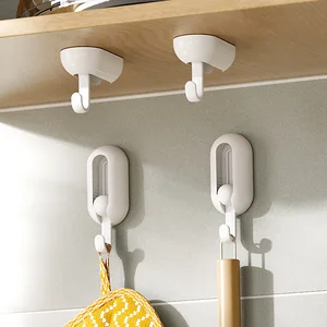 Single-Tier Plastic Rotating Universal Hook Home Bathroom Kitchen Traceless Wall Punch-Free Hook Strong Adhesive Bag Use