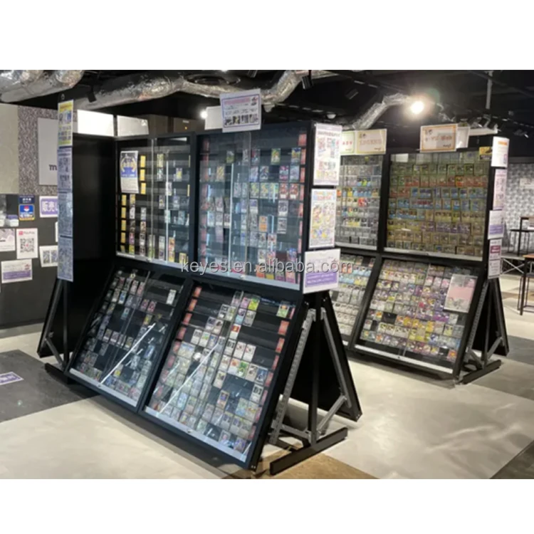 Repostionable Rail Card Display Case Retail Wholesale Trading Card Metal and Acrylic Display Rack Repostionable Rail Card Display Case Retail Wholesale Trading Card Metal and Acrylic Display Rack