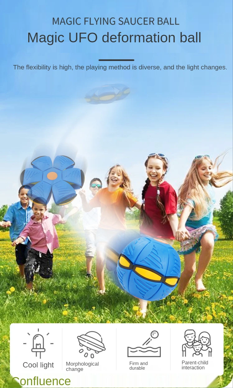 Flying Ufo Flat Throw Disc Ball With Led Light Toy Kid Outdoor Garden