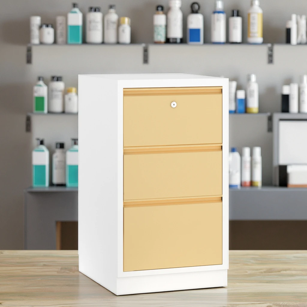 Three-Drawer Modern Stainless Steel Mobile Clinic Organizer 450mm Hospital Pharmacy Lab Storage Anti-Tip Locking System 4