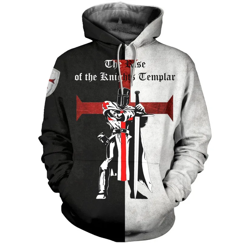  Medieval Knight Templar Men Novelty Zip Hoodie 3D