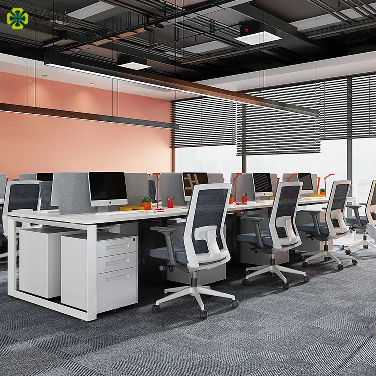 1400mm Offical Modern Working Table 6 Person Office Workstation Desk Metal Iron Office Furniture Set Cheap 10 Years