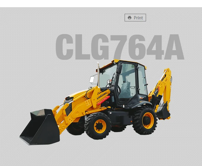 Factory Price Liugong Clg764 8.3 Ton 1m3 Bucket Excavator Wheel Backhoe Loader Front Excavator Back Loader Earth Moving Machine