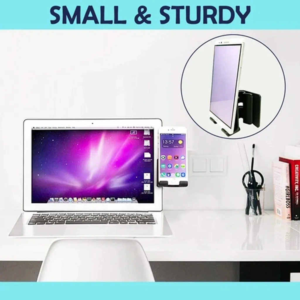 Laptop Monitor Side Clip Silicone Adjustable Cell Phone Holder Computer Screen Side Expansion Phone Holder Stand