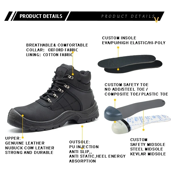 New Product Men's High Top Comfortable Safety Shoes High Quality