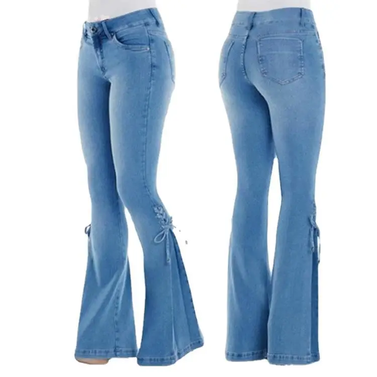 Women's Blue Denim Ripped Jeans - Trendy Distressed Style