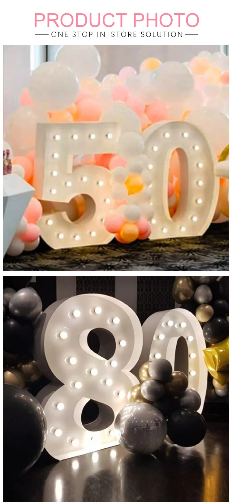 Custom Metal Number Marquee Lights Number Lights Decor Marquee Letters ...