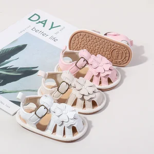 Wholesale Flower Design Anti-slip TPR Outsole Baby Toddler Summer Sandals Shoes for Girls