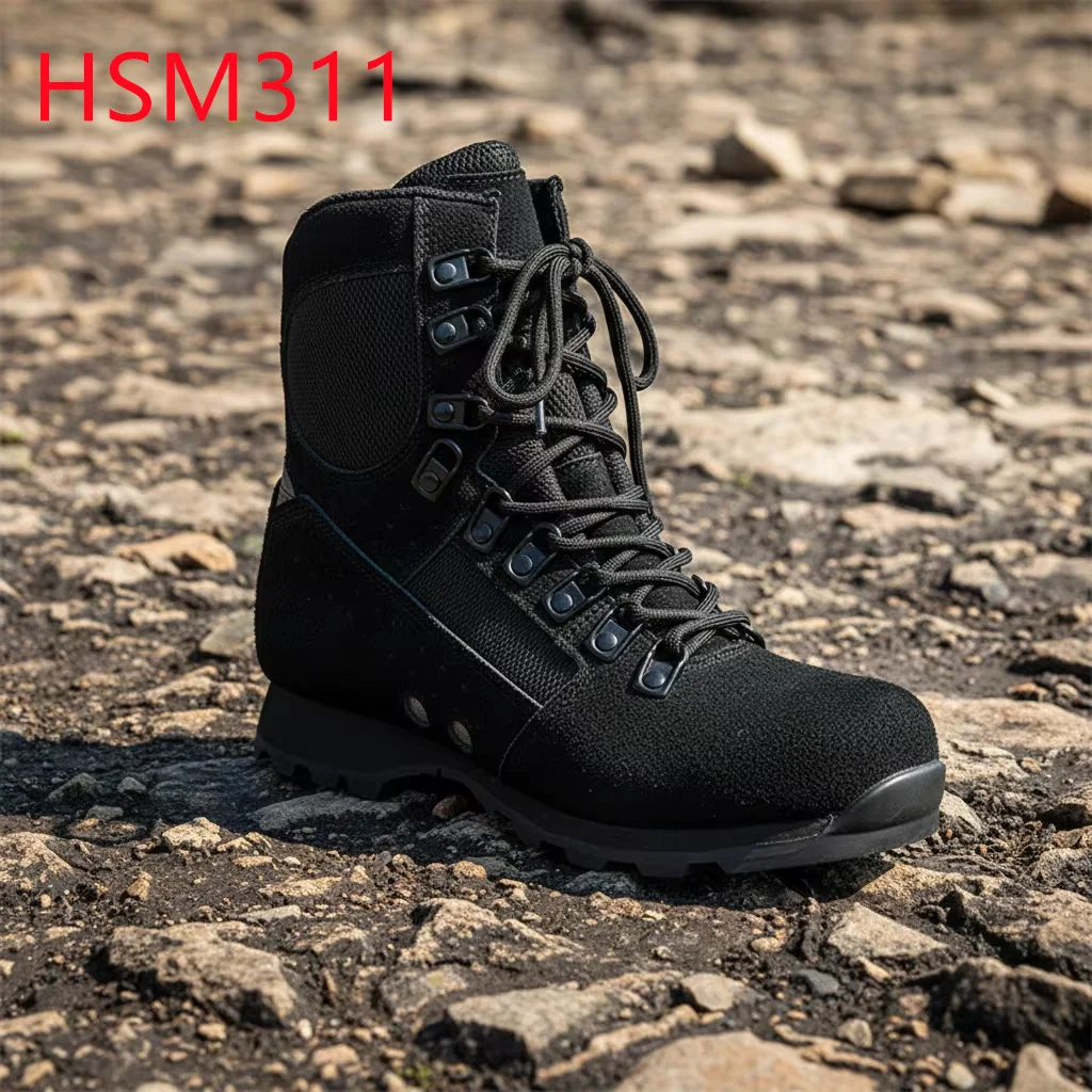 ZYF,Outdoor Camping Rip-stop Nylon Fabric Black/tan Combat Boots Super Anti-impact EVA+rubber Outosle Marching Boots HSM311