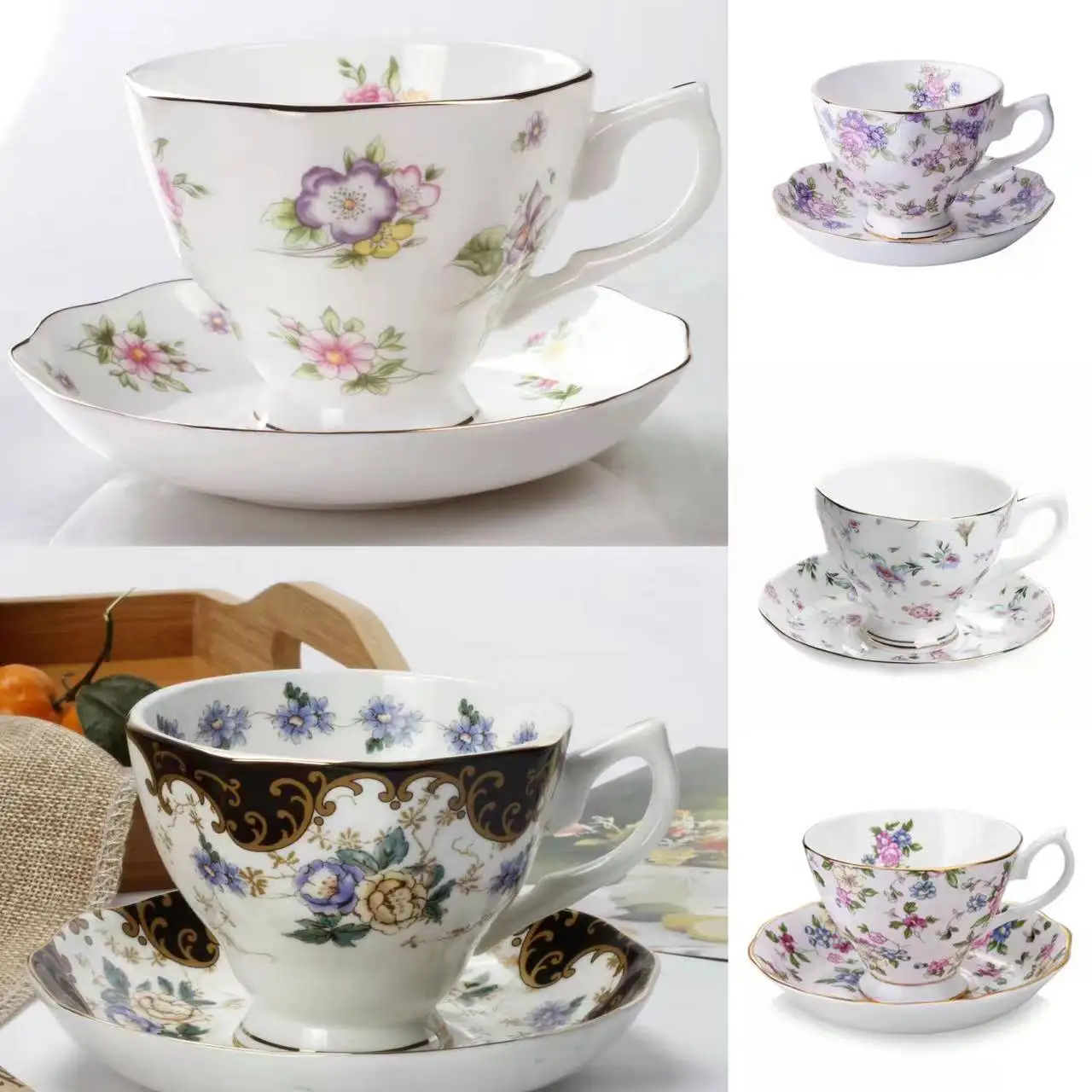English Afternoon Tea Cup And Saucer Set 200ml Custom Design Bone China
