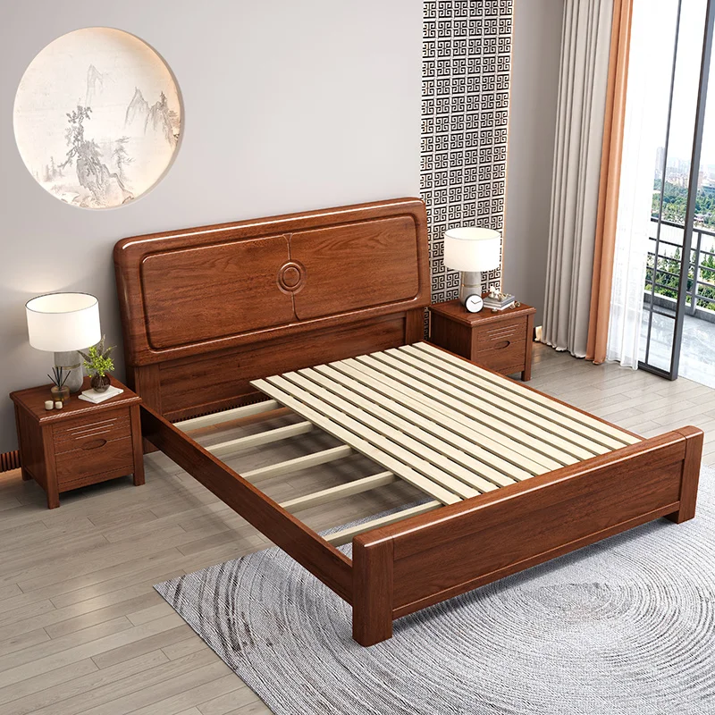 寝室の家具のためのモダンな木製ベッドミニマリストデザイン無垢チーク
