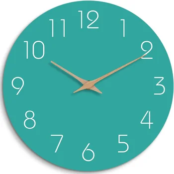 Modern Elegant Silent Quartz Wooden Round Wall Clock with Needle Display for Minimalist Stylish Home and