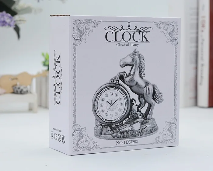 Quartz Analog Alarm Clock Desk Clock with One Horse