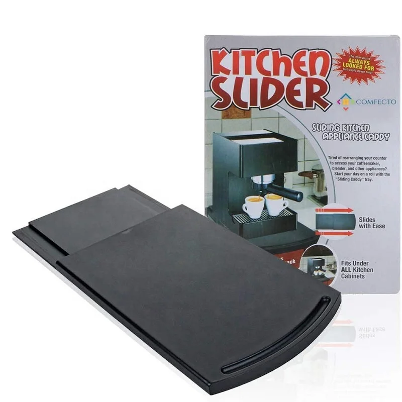 Under Countertop Appliance Sliding Coffee Maker Tray Mat Caddy Slider Black  NEW