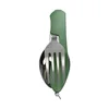 Cuchillo, tenedor y cuchara extraíbles Verde