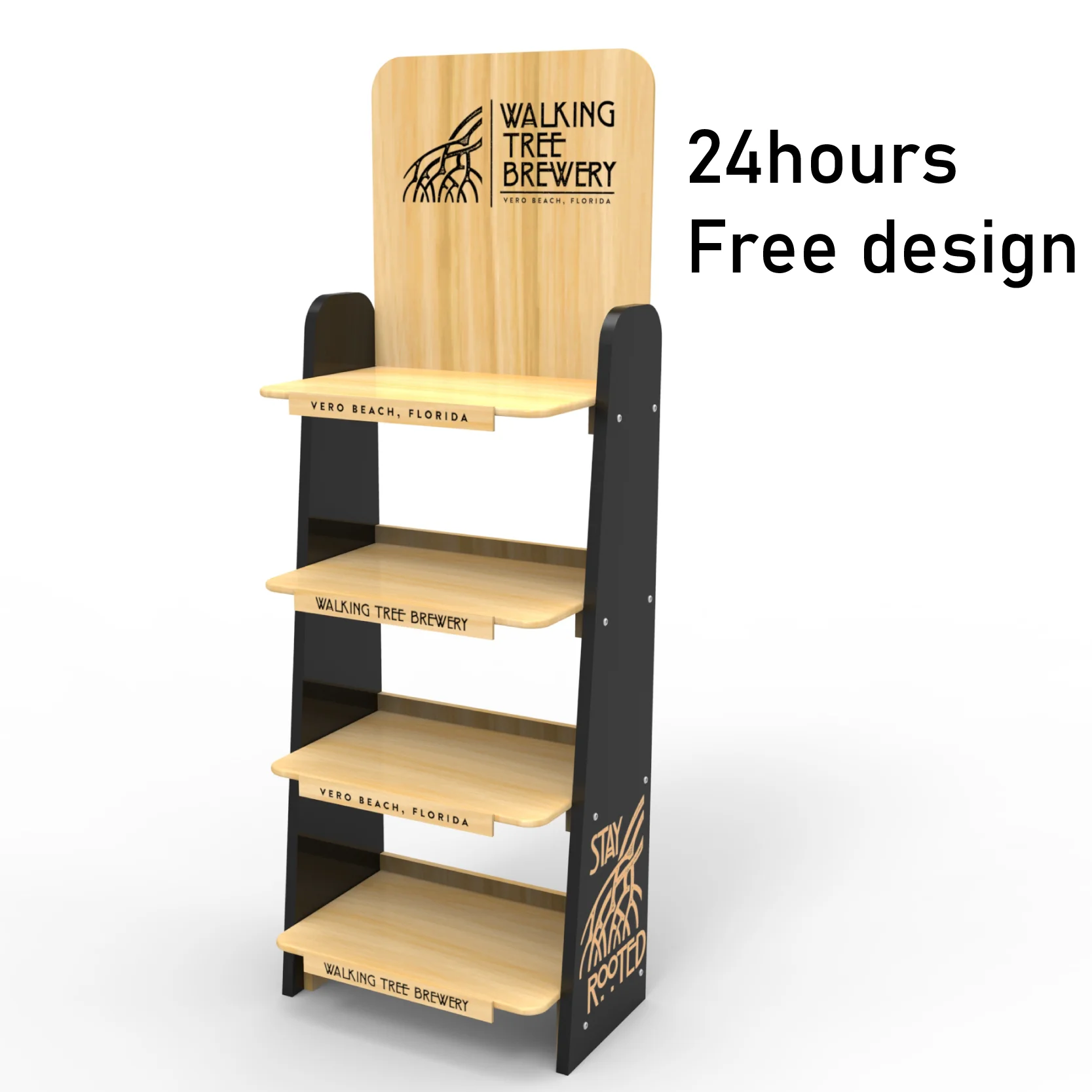 Customizable Store Wood Display Rack for Displaying Beer Laminated Shelves