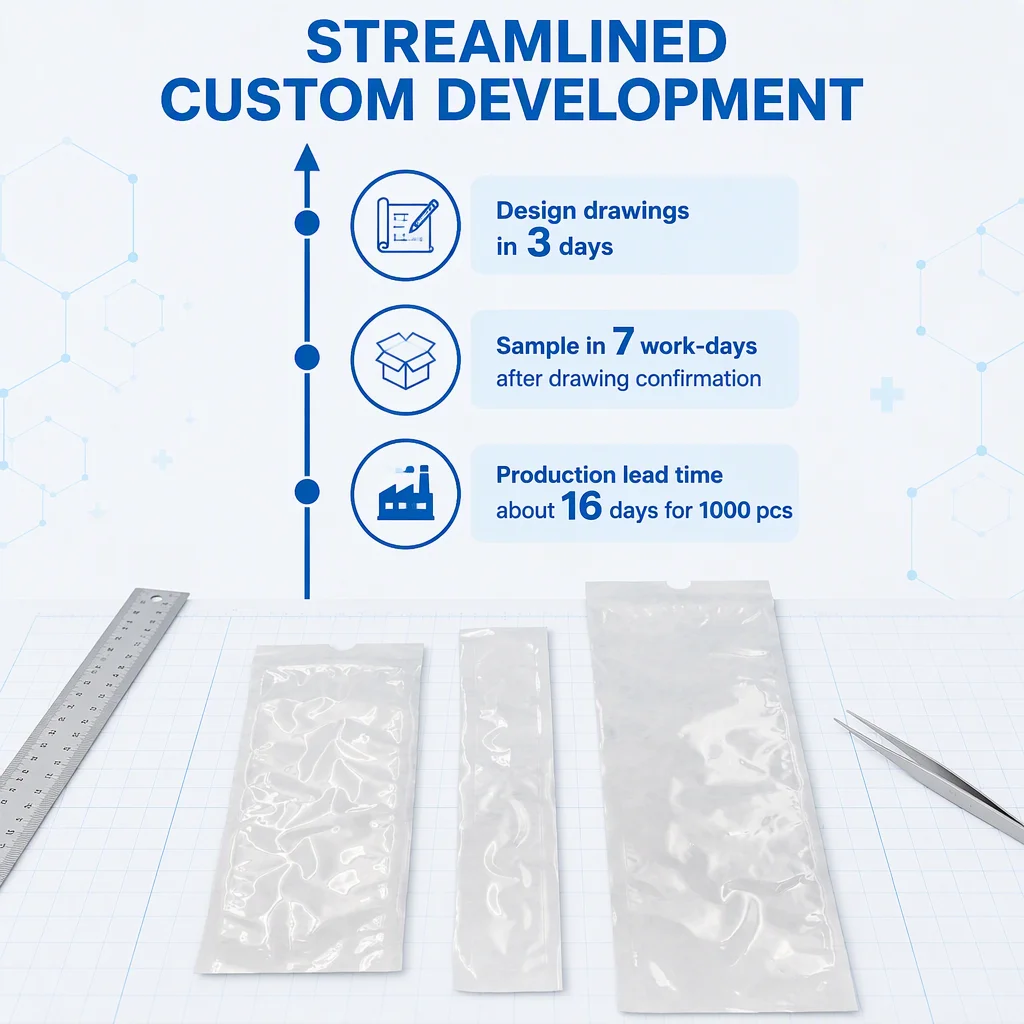 Medical Consumable Self Seal Autoclave Sterilization Pouch Flat Reel Heat Sealer Operation ISO 13485 Certified Tyvek Material