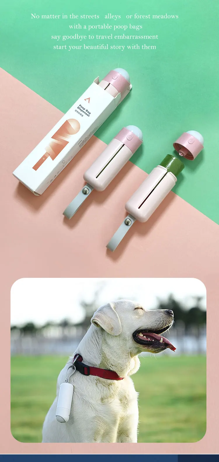 2024 New Custom Logo Pet Dog Poop Poo Bags Dispenser Case Waste Bag