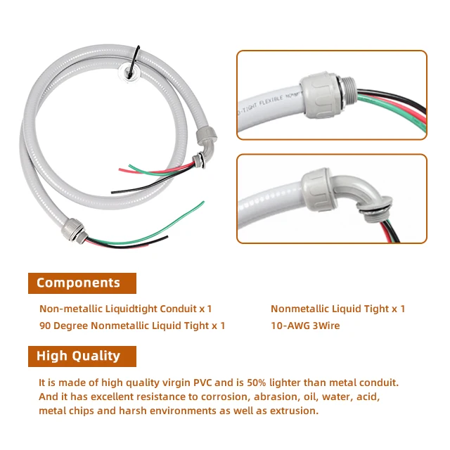 Electrical Non-Metallic Liquid Tight Flexible Conduit AC Whips Kit details