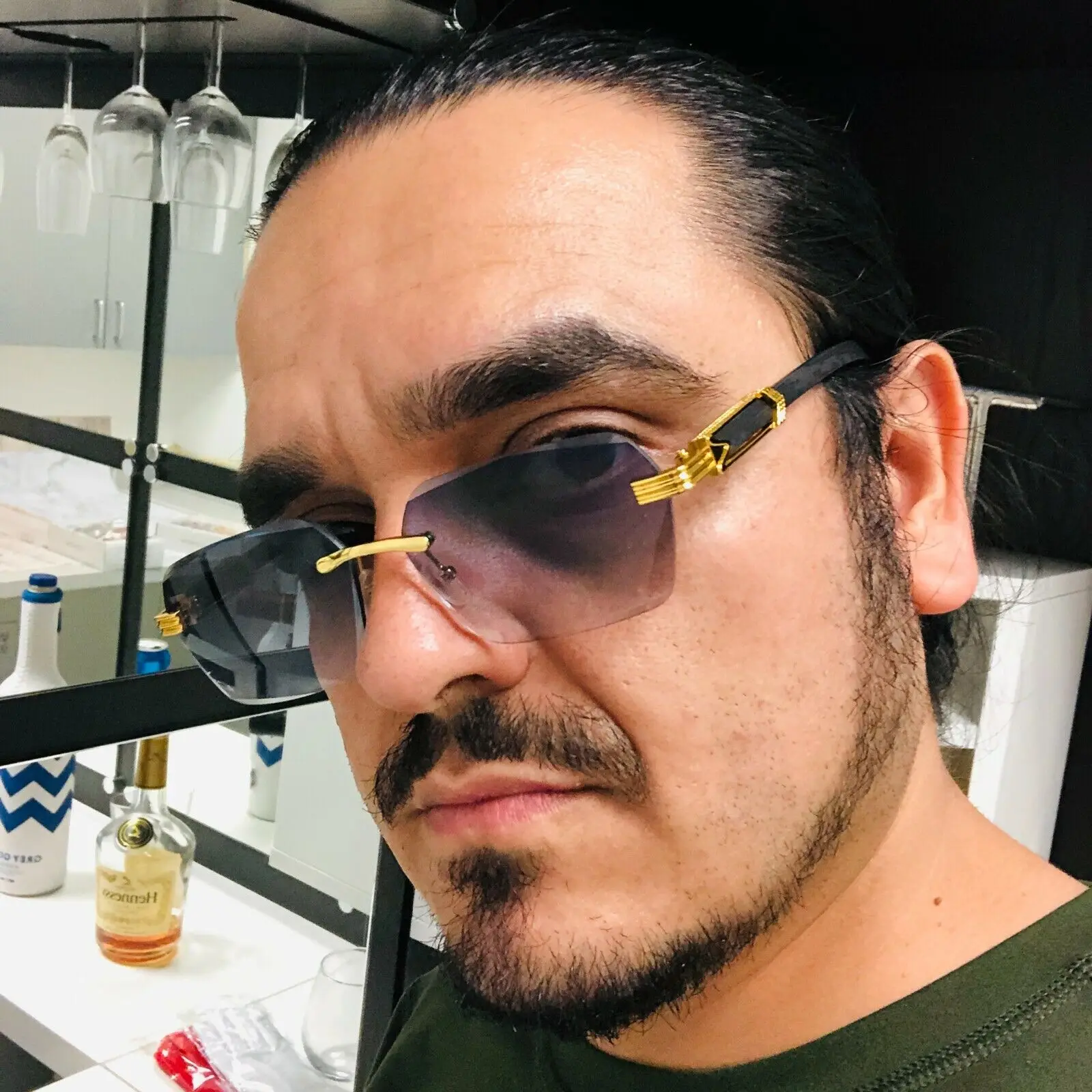 Rimless Rectangle Retro Frameless Square Shade Y2k Sun Glasses Tinted Eyewear JUDOO Rimless Rectangle Sunglasses for Men Women Fashion Hip  main image 2