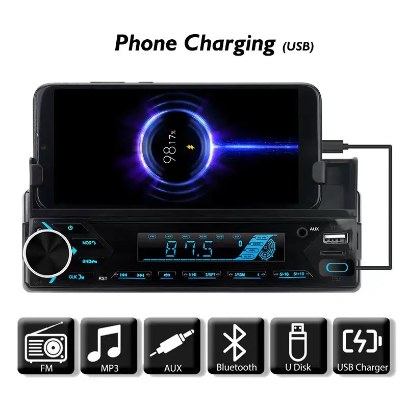 Car Mp3 Player Stereo Autoradio Car Radio Bt Indash 1 Din Fm Auxin