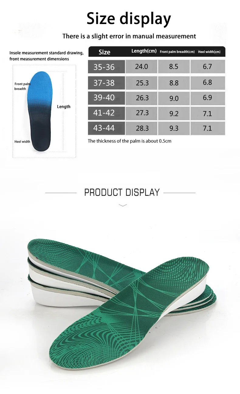 Height Lift Invisible Height Increase Foam Insoles Height Increasing Insoles for Men and Women Full Cushion Soft Bottom Shoe Pad