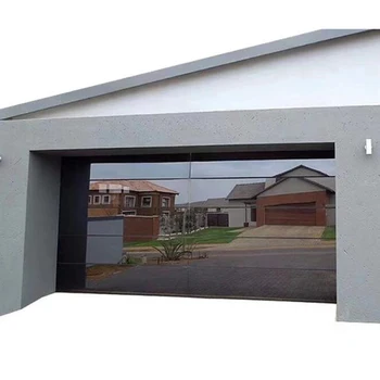 Garage door manufacture produce high quality frameless aluminum mirror reflective glass garage door
