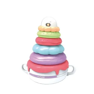 ITTL Kids Educational Toys Cute Animals Colorful Funny 3 in 1 Baby Tumbler Toys DIY Plastic 7layer  Stacking Blocks with Music