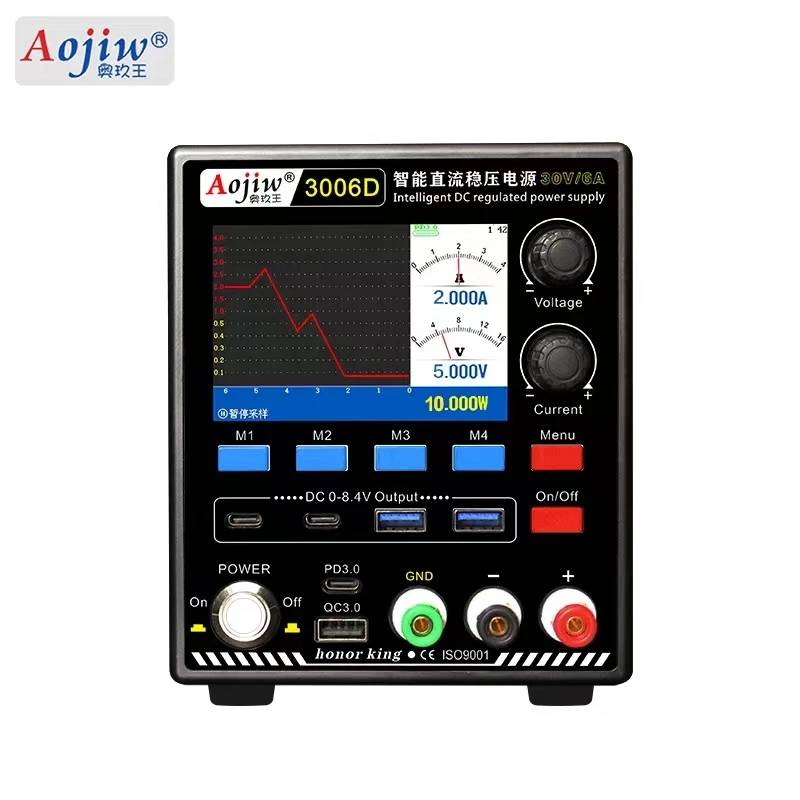 Aojiw 3006D مزود طاقة خطي منظم قابل للتعديل بالتيار المستمر ، اختبار الصيانة الإلكترونية للهاتف المحمول 30V6A