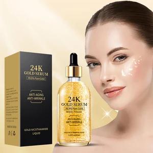 Private Label Moisturizing Hydrating Nourishing Skin Care Brightening Anti Aging Wrinkle 24K Gold Niacinamide Face Serum 30ml