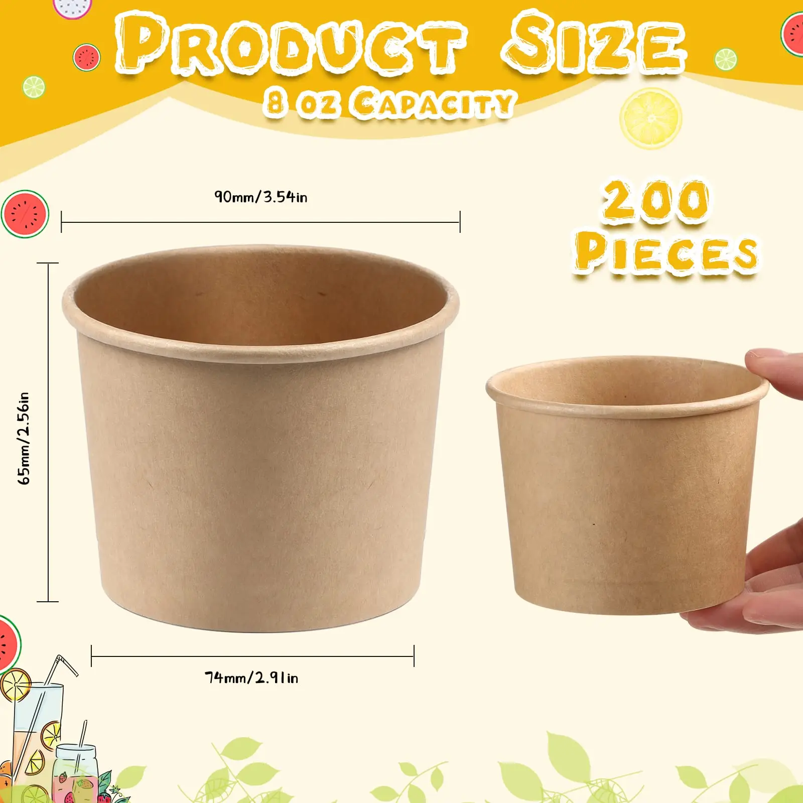 Kraft Paper Ice Cream Cups For Party Small Ice Cream Cups Disposable ...