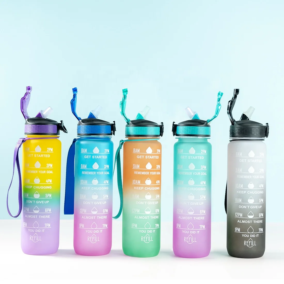 1.5L Motivational Water Bottle with Time Marker Reusable & BPA
