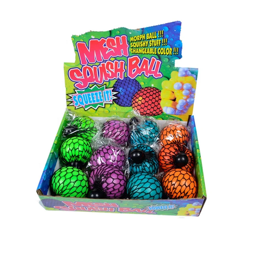 Mesh Squishy Ball Morph Squish Colorful Anti Stress Relief Reliever Toy 