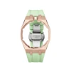 rose gold stainless steel case+mint green silicone band